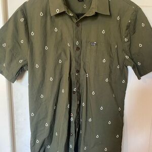 Volcom Men's Casual Olive Button Down Shirt